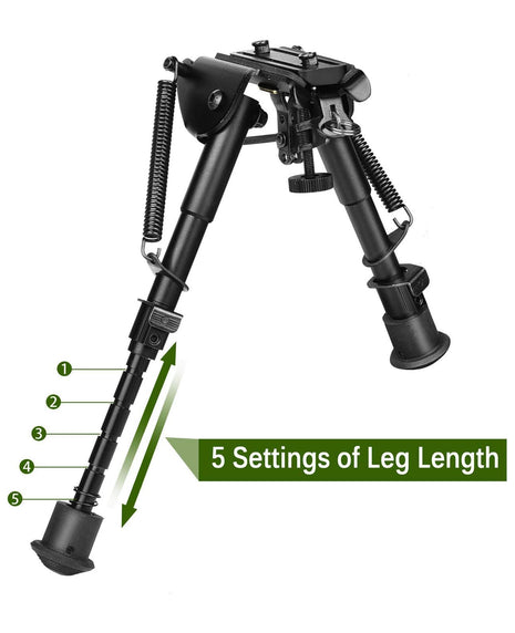 5 Settings of Leg Length Rifle Bipod
