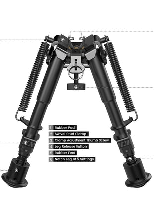 CVLIFE 6-9 Inches Picatinny Bipod featuring clamp adjustment thumb screw