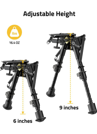 Adjustable Height 6-9 Inches Rifle Bipod for Outdoors