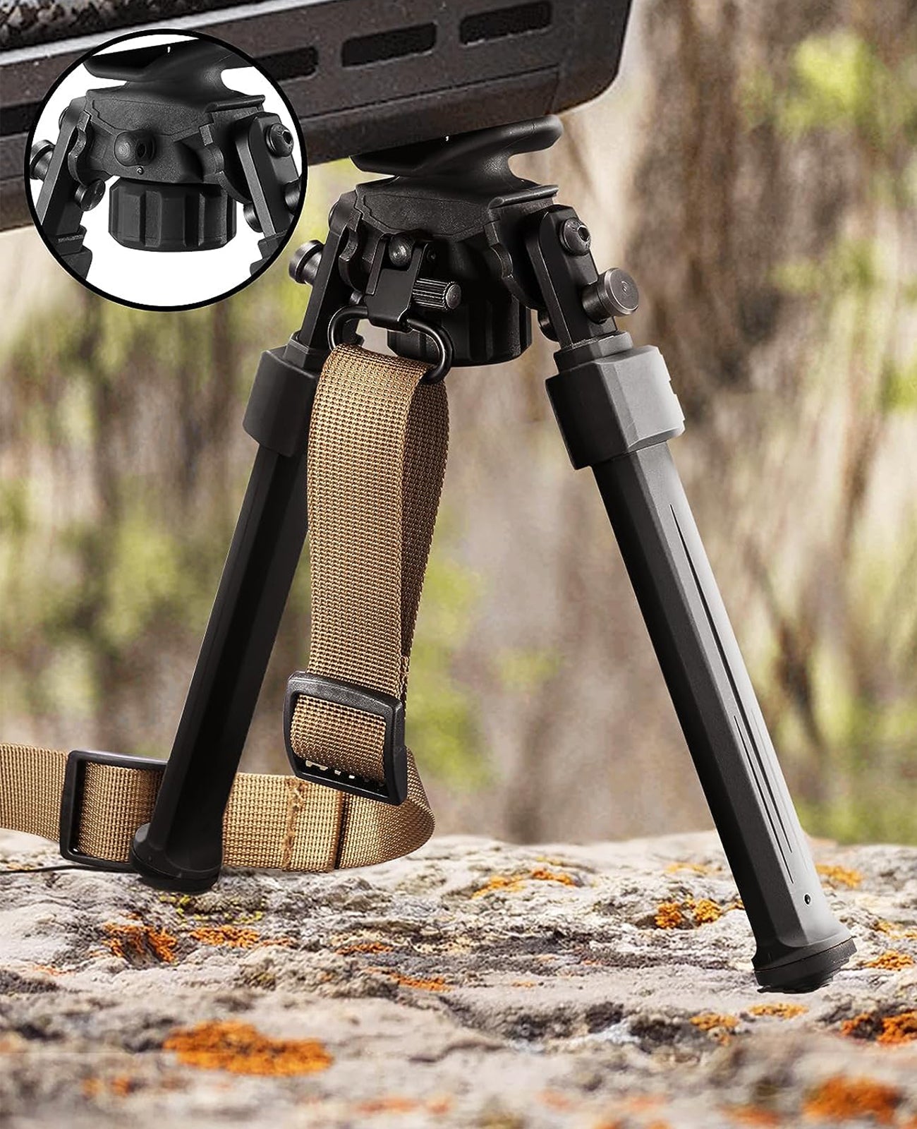Black Polyester Rifle Bipod 6-10 Tiltable Compatible Height Black Polyester Rifle Bipod 6-10 Tiltable Compatible Height