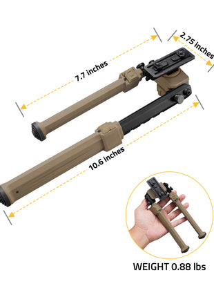 Lightweight Bipod Dimensions and Weight
