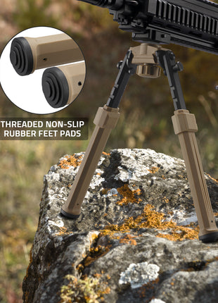 Rifle Bipod with Threaded Non-slip Rubber Feet Pads
