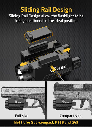 CVLIFE 800 Lumen Rechargeable featuring sliding rail design allow the flashlight to be