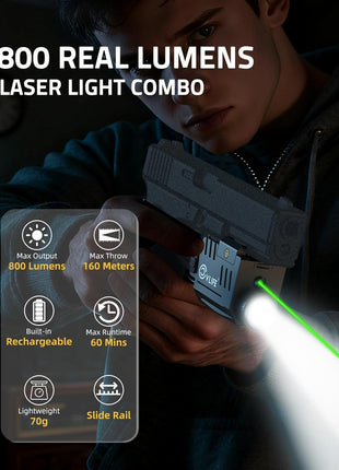 CVLIFE 800 Lumens Pistol Laser Light Combo featuring lightweight slide rail