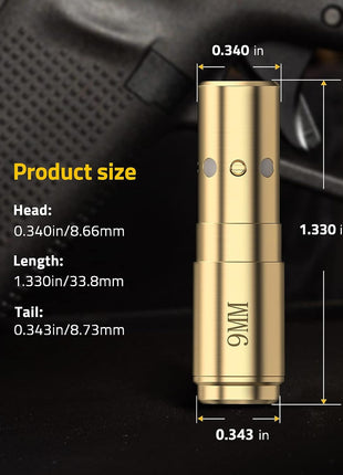 CVLIFE 9mm Laser Bore Sight Size Details
