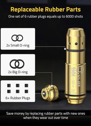 Accurate 9mm Red Laser Bore Sight with Replaceable Rubber Parts