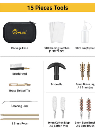 CVLIFE Gun Cleaning Kits featuring brass slotted tip cleaning pick 9mm&.45