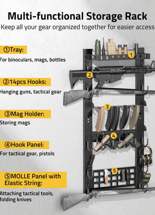 CVLIFE Rack Wall featuring elastic string attaching tactical tools Multi-Layer Gun Rack