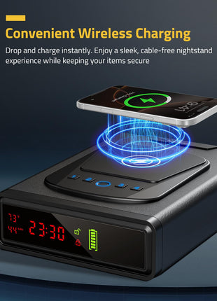 CVLIFE Alarm Clock Safe featuring convenient wireless charging experience while keeping your items secure