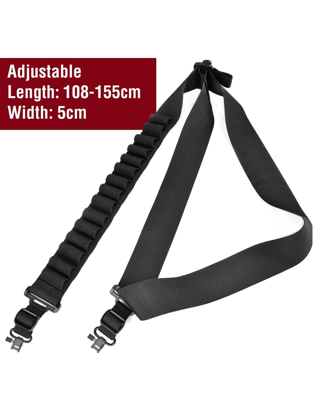 Tracolla A 2 Punti Per Fucile Con Porta Cartucce - Cinghia Regolabile Nylon Per 15 Colpi 12Ga 20Ga - 3