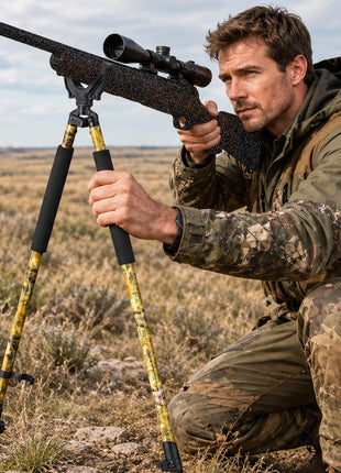 CVLIFE aluminum rifle bipod in leaf camo