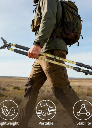 CVLIFE aluminum rifle bipod featuring lightweight portable stability in leaf camo