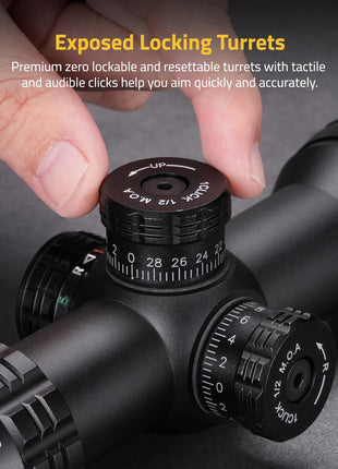 CVLIFE AO MPVO Scope featuring exposed locking turrets premiumzerolockableandresettableturretswithtactile