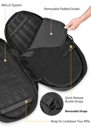 CVLIFE Bag Sling Backpack featuring buckle straps removablestraps strap for lockdown your rifle in black