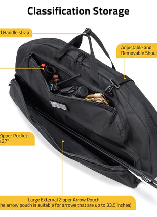 CVLIFE Bow Case featuring adjustableand removable shoulder strap in black