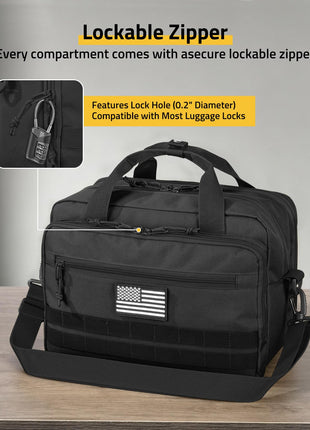 CVLIFE Shooting Pistol Case featuring every compartment comes with asecure lockable zipper in black
