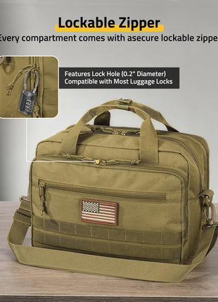 CVLIFE Shooting Pistol Case featuring every compartment comes with asecure lockable zipper in khaki