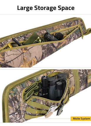 CVLIFE Gun Case Hunting featuring large storage space mollesystem in leaf camo
