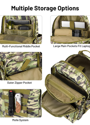 CVLIFE Military Backpack featuring large main pockets fit laptop in auriclash