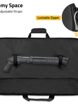 CVLIFE soft gun case featuring two adjustable straps lockable zipper in black