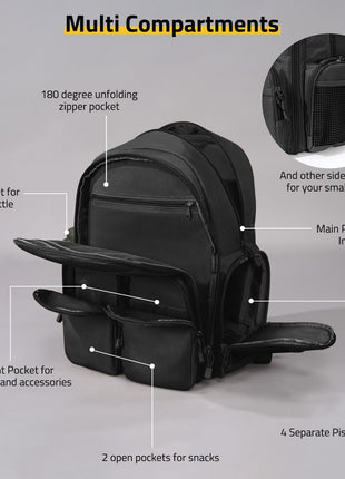 CVLIFE shooting range bag featuring zipper pocket and othersidepocket in black