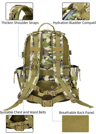 CVLIFE assault backpack featuring thickenshoulder straps hydration bladder compatible adjustable chest and waistbelts in