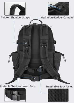 CVLIFE backpack featuring adjustable chest and waist belts in black