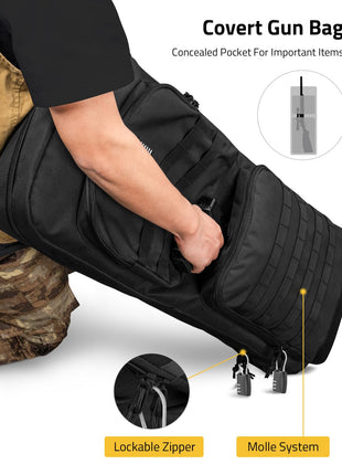 CVLIFE Rifle Bag featuring concealed pocket for important items lockable zipper