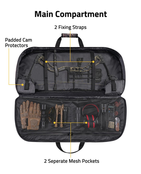 CVLIFE Bow Case featuring padded cam protectors 2 seperate mesh pockets 37"x17.3"