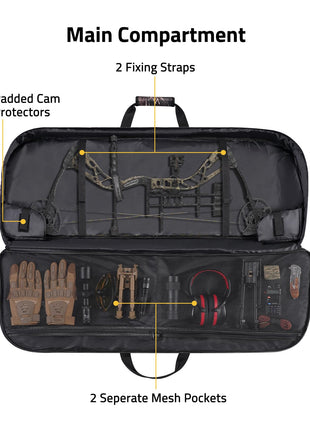 CVLIFE Bow Case featuring padded cam protectors 2 seperate mesh pockets 44"x17.7"
