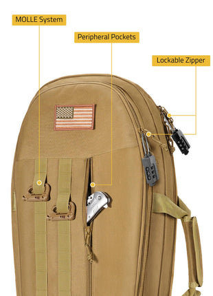 CVLIFE backpack featuring peripheral pockets lockable zipper in flat dark earth