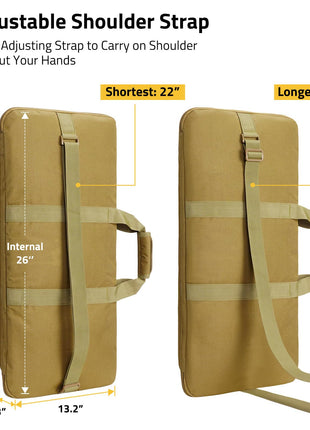 CVLIFE Rifle Pistol Case featuring adjustable shoulder strap in flat dark earth