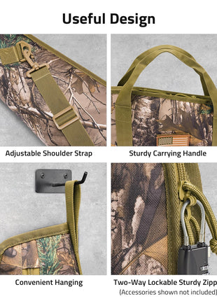 CVLIFE Gun Case Hunting featuring adjustable shoulder strap sturdy carrying handle in leaf camo