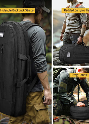 CVLIFE Bag Sling Backpack featuring hideable backpackstraps padded carrying handle in black