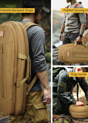 CVLIFE Bag Sling Backpack featuring hideable backpack straps padded carrying handle in flat dark earth