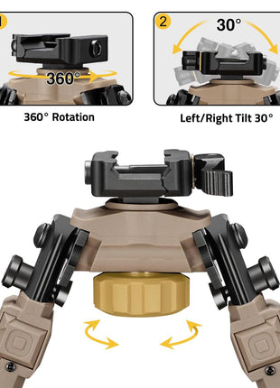 Swivel 360° Tilting Rifle Bipod Quick Release Bipod for Picatinny Rail