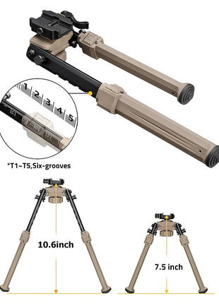 7.5-10.6 Inches Hunting Bipod Support Adjustment