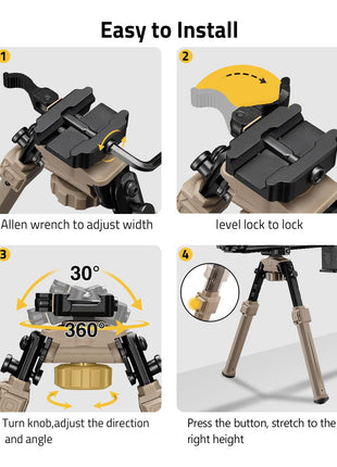 Easy to install quick release rifle bipod