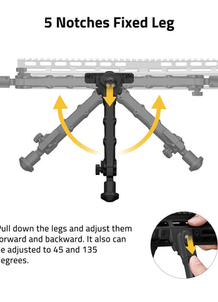 CVLIFE Rifle Bipod featuring pull down the legs and adjust them in black