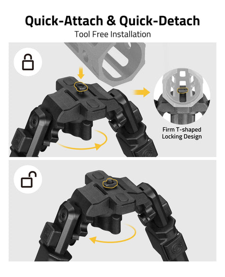 CVLIFE M-Rail Rifle Bipod with quick-attach & quick-detach tool free installation