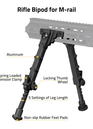 CVLIFE M-Rail Bipods featuring rifle bipod for m-rail in black