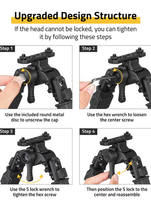 CVLIFE Quick Release featuring if the head cannot be locked, you can tighten M-Rail Bipod