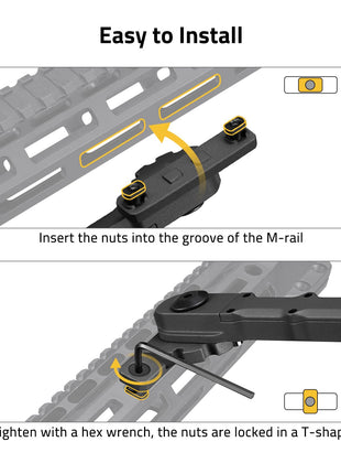 CVLIFE make M-rail bipod featuring insert the nuts into the groove of the m-rail in black