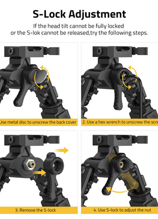CVLIFE Bipod Quick Release featuring if the head tilt cannot be fully locked Quick Release Picatinny Bipod