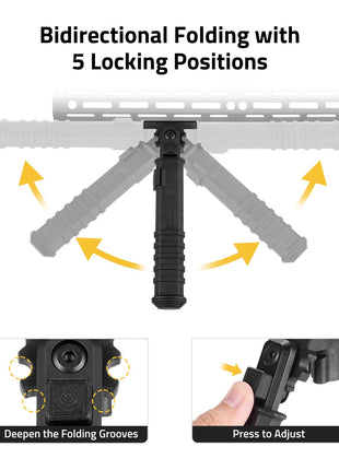 CVLIFE M-Rail Rifle Bipod with deepen thefolding grooves press to adjust