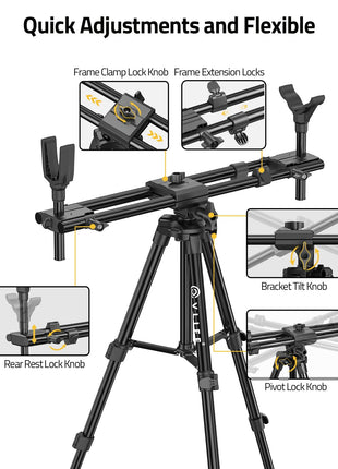 CVLIFE Crossbow Tripod Stick featuring frame clamp lock knob frame extension locks