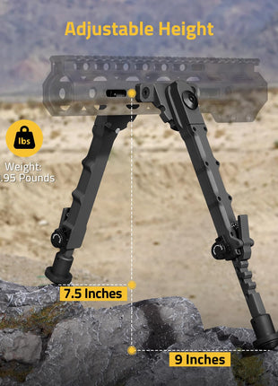 CVLIFE M-Rail Bipods featuring adjustable height ibs weight, 7.5 inches x 9 inches in black