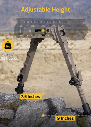 CVLIFE M-Rail Bipods featuring adjustable height ibs weight, 7.5 inches x 9 inches in flat dark earth