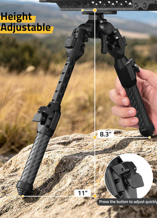 CVLIFE Carbon Fiber Tiltable Quick Release featuring height adjustable press the button to adjust quickly M-rail Bipod