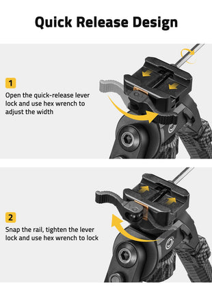 CVLIFE Bipod Quick Release featuring adjust the width snap the rail, tighten the lever